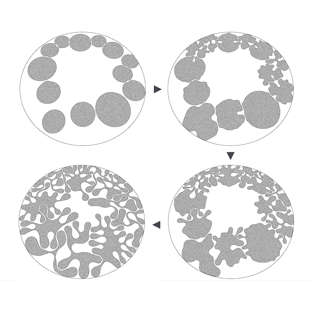 Neuronal Bloomのジオメトリ生成過程のイメージ図